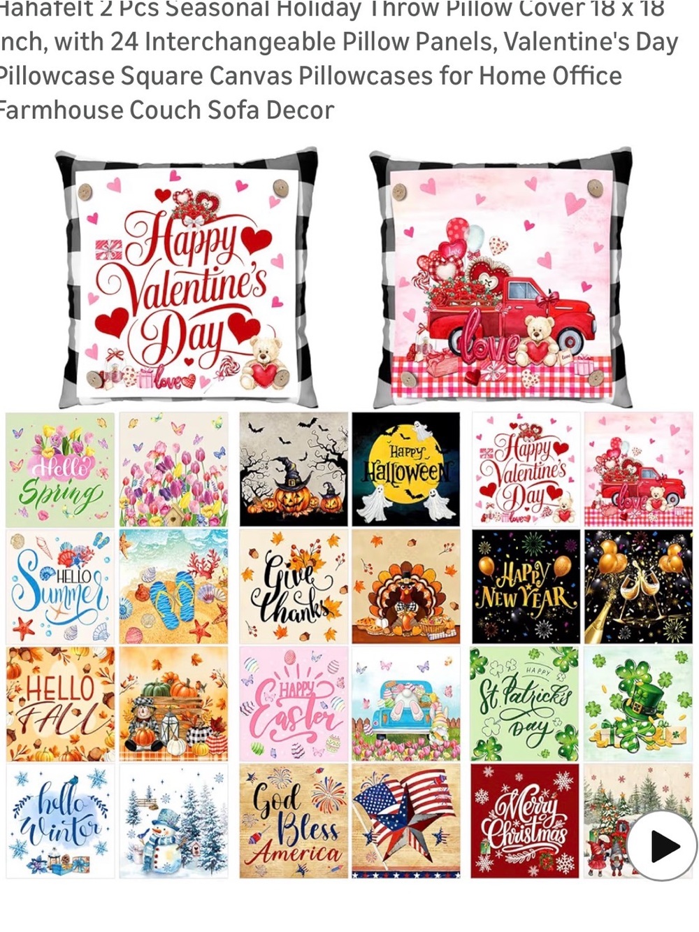 Seasonal Holiday Throw Covers, interchangeable. 24 pc 18x18